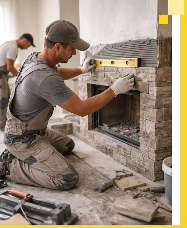 Облицовка каминов в Каменске-Шахтинском, монтаж и отделка натуральным камнем