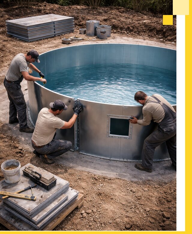 Круглые бассейны под ключ в Каменске-Шахтинском проектирование и монтаж