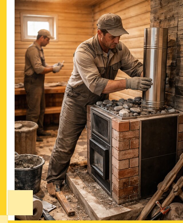 Монтаж печи в бане под ключ в Каменске-Шахтинском от 20602 р. | ЭриданКсш