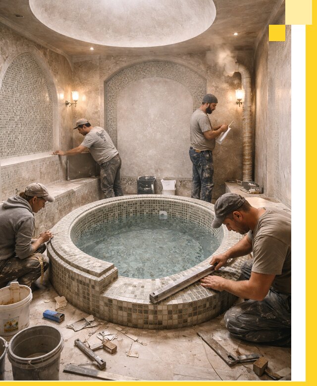 Профессиональное строительство хамама с бассейном в Каменске-Шахтинском под ключ