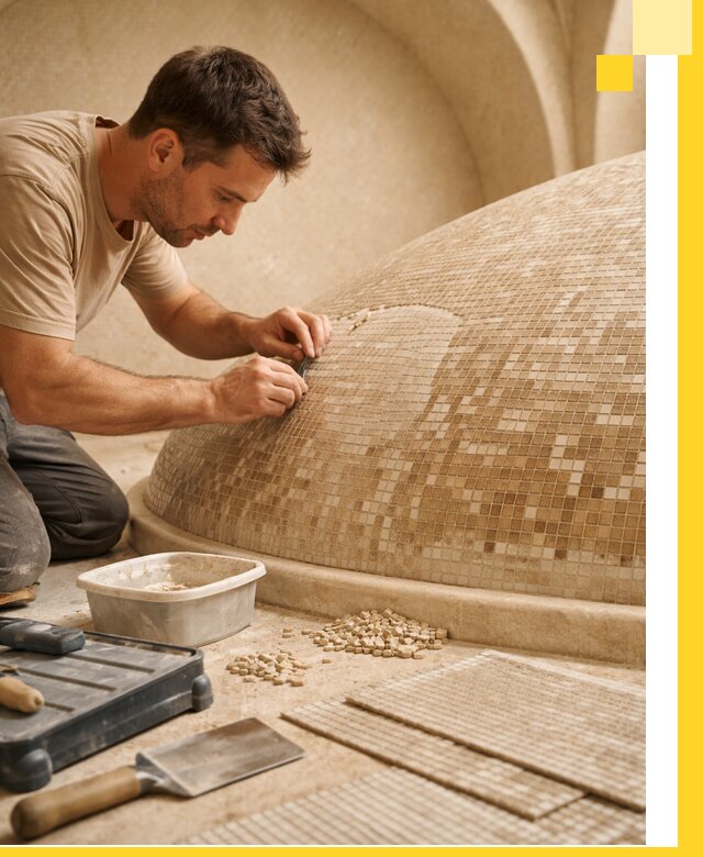 Профессиональная укладка мозаики для хамама под ключ в Каменске-Шахтинском